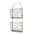 thumbnail image 3 of Contemporary Home Living 28.5" White and Brown 2 Tier Wall Hanging Organizer with Abstract Wire, 3 of 5