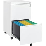 Letaya 2 Drawer Mobile File Cabinet with Lock,Under Desk Metal Filing Cabinets for Home Office Organizer Letters/Legal/A4(Fully Assembled-White)