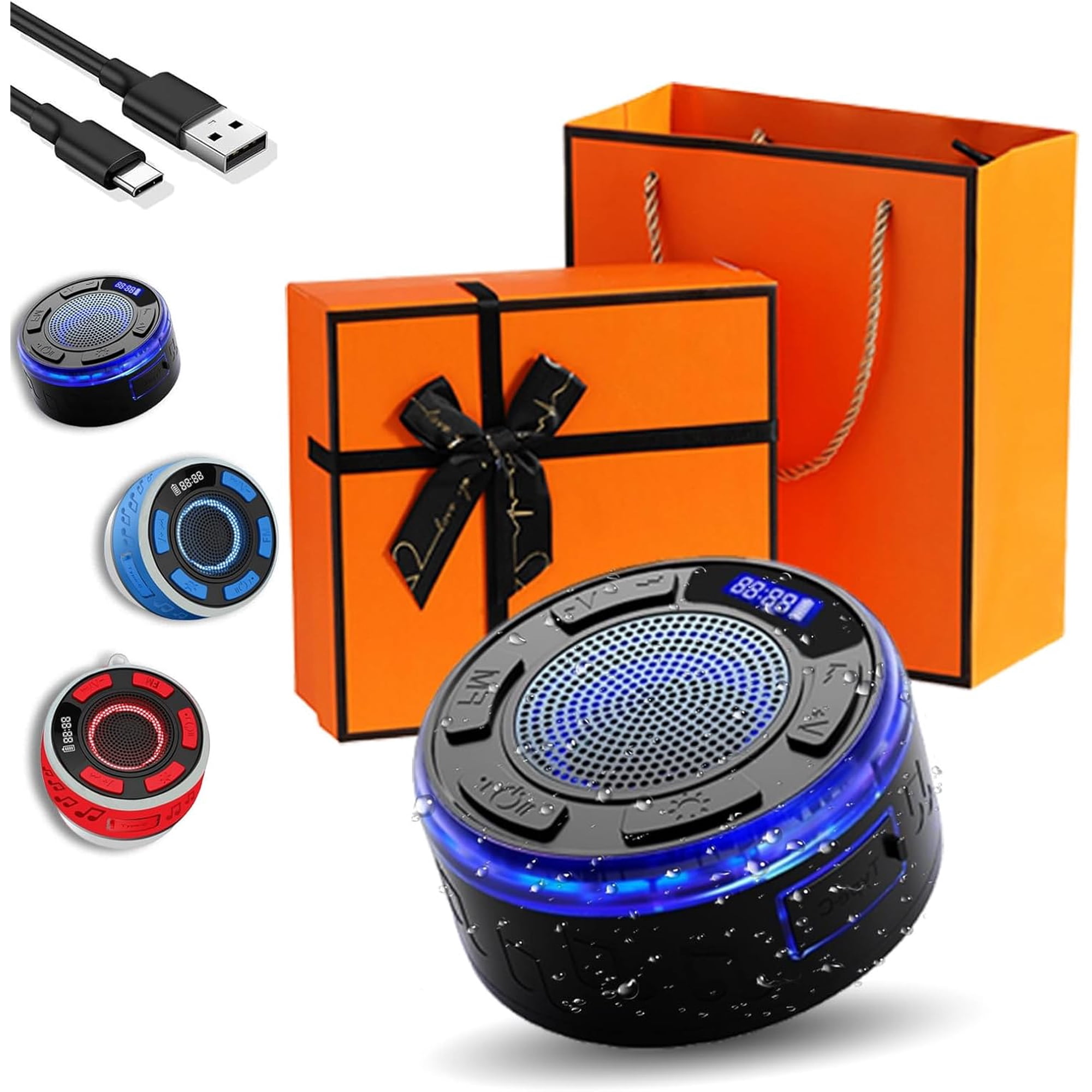 IPX7 Waterproof Shower Speaker with RGB Light & LED Display, Portable Bluetooth 5.3 Suction Cup Radio for Bathroom Party Travel Beach Outdoor — Keeps The Rhythm Alive