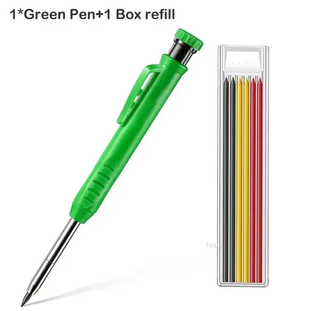 Crayon de Charpentier Solide Taille-Crayon Intégré Adapté pour Kit de Marquage Mécanique d'Architecte de Menuiserie Recharge de Stylo Simple L