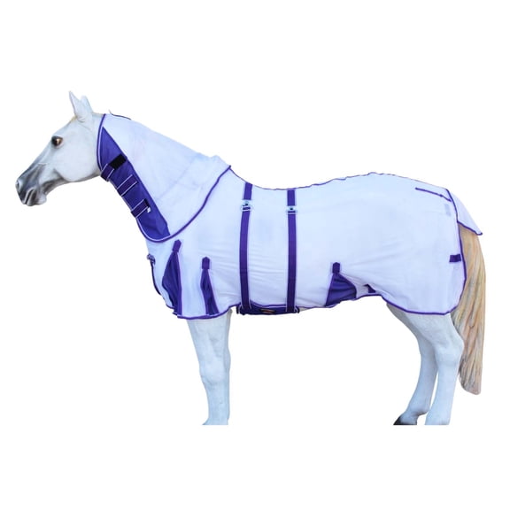 Challenger Horse Scrim Summer Spring Airflow Mesh Fly Sheet Neck White Purple 73154