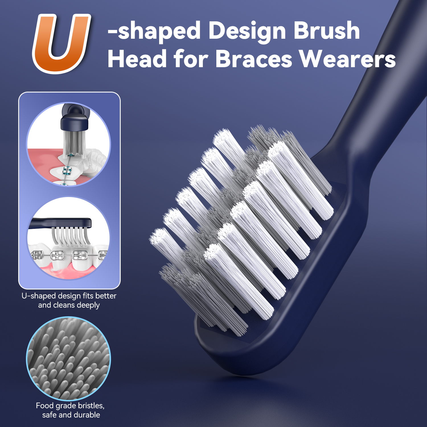 JTF Orthodontic Electric Toothbrush for Braces with 6 Heads photo 4