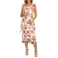 thumbnail image 2 of INSPIRE CHIC Women's Maternity Dress Mesh Wedding Guest Sleeveless Ruffle Cocktail Party Maxi Photoshoot Bodycon Dresses XL White Rose, 2 of 6