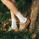 thumbnail image 4 of Calcetines de mujer, dobladillo con volantes, calcetines casuales hasta el tobillo, calcetines de algodón de punto transpirables y frescos con cuello redondo y flecos, 6 pares, 4 of 5