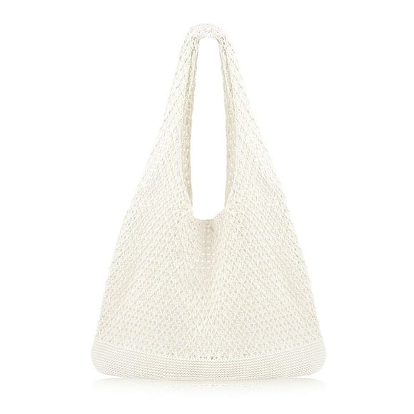 Bolsa de playa COOKOOKY, ganchillo, estética veraniega, malla, beige