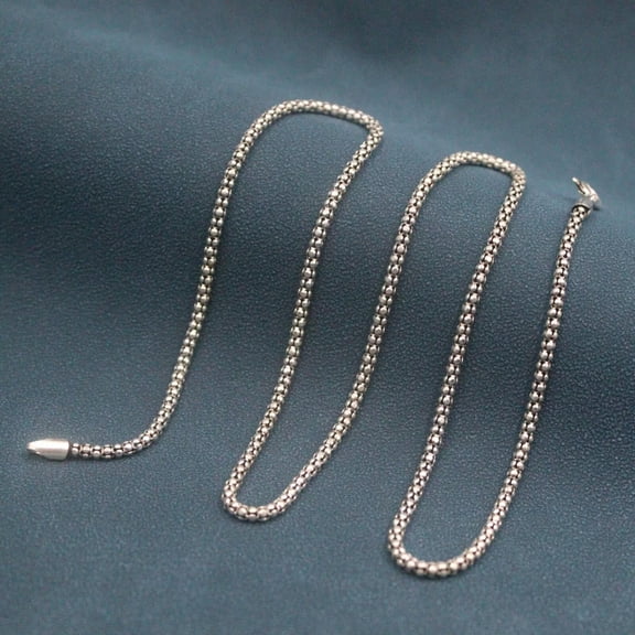HOOUN Real 925 Sterling Silver Chain Women Lucky 2mm Popcorn Link Necklace 19.7inch