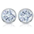 thumbnail image 3 of Platinum Round Moissanite Stud Earrings (3ct TGW, 7.5mm, G-H) Bezel-set, Screw-Back by Diamond Wish, 3 of 4