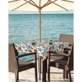 thumbnail image 3 of Fsddascl Strawberry Outdoor Tablecloth - 60x60 Inch Square Dining Table Cover, Summer Botanical Blue Spring Floral Waterproof Outdoor Table Cloth with Umbrella Hole & Zipper for Picnic/Patio/Party, 3 of 7
