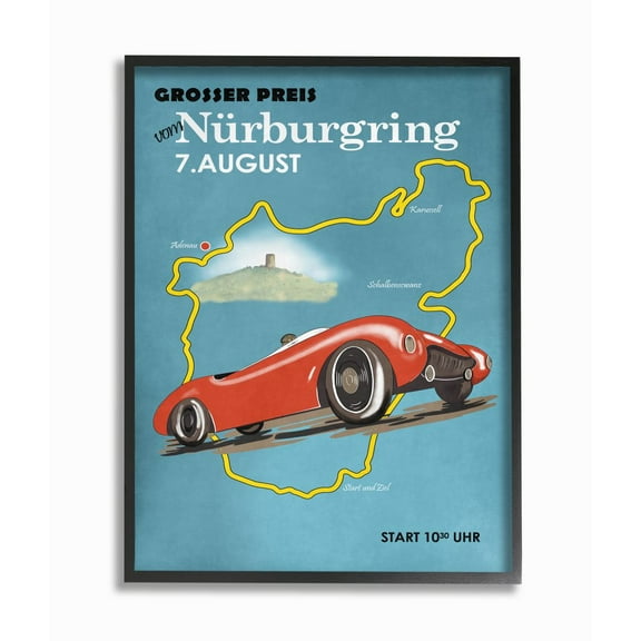 Stupell Industries Motorcycle Grand Prix Racing Sports European Poster Vintage Framed Wall Art Design by Mark Rogan, 11" x 14", Black Framed