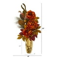thumbnail image 2 of Nearly Natural 30in. Peony, Pear and Magnolia Leaf Artificial Arrangement in Gold Vase, Orange, 2 of 2