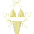 thumbnail image 1 of COZYEASE Conjunto de bikini floral de 2 piezas para mujer con cordón fruncido lateral triángulo halter sexy lindo trajes de baño, 1 of 4