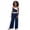 Blue, variant on Girls 2 Piece Formal Outfits Peplum Vest & Elastic Waist Pleated Wide Leg Pants Elegant Kids Clothes Blue Size 7-8 Years