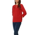 thumbnail image 1 of INSPIRE CHIC Women's Dressy Shirt Work Office Top Keyhole Pleated Front Ruched 3/4 Sleeve Chiffon Blouse S Red, 1 of 6