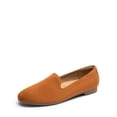 thumbnail image 1 of DREAM PAIRS Zapatos planos para mujer en gamuza marrón con punta redonda y sin cordones, 1 of 7