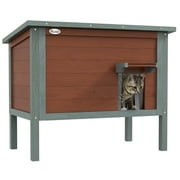 PawHut Outdoor Cat House, Wooden Feral Cat House W/ Removable Floor, Brown