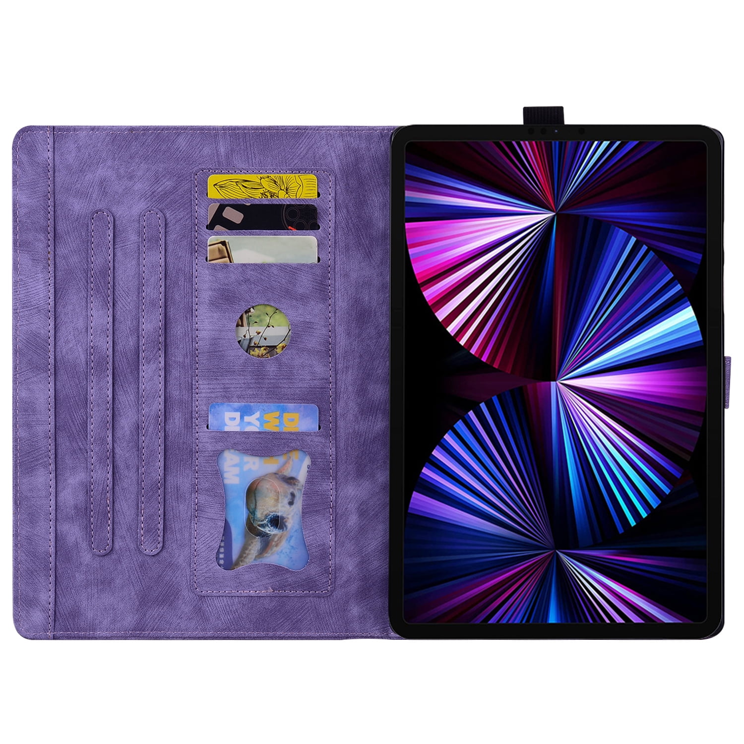 Allytechgroup Premium iPad Air 11 Case 2024 - Stylish Sakura Embossed Shockproof Tablet Case Cover for Apple iPad Air 11 Inch 2024 with Auto Sleep/Wake, Flip Cover, Stand & Pencil Holder, Purple