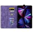thumbnail image 3 of ELEHOLD for iPad Air 13 inch 2024 Leather Case,Embossed Flower Cat Pattern Leather Folio Smart Case Card Slots Kickstand Magnetic Clasp ShockAirof Airtective Cover for iPad Air 13" 2024, Purple, 3 of 8