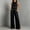 Black, variant on Womens 2 Piece Color Blocked Suits Sleeveless Crew Neck Tops Wide Leg High Waist Trousers Summer Comfy Fashion Set White XXXL