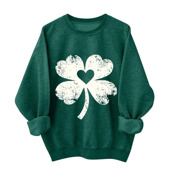 St Patricks Day Outfits for Women Leopard Shamrock Print Shirts Drop Shoulder Crewneck Sweatshirt Pullover Tops Irish Long Sleeve Green Shirt Women