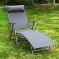 thumbnail image 2 of Outsunny Chaise Longue Extérieure Inclinable Pliante et Réglable Robuste - Ensemble de 1, Gris, 2 of 10