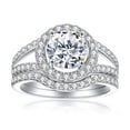 thumbnail image 4 of SFTING S925 Sterling Silver 1.5CT Solitaire Halo Engagement Wedding Rings And Eternity Band Set for Women Size 6, 4 of 8