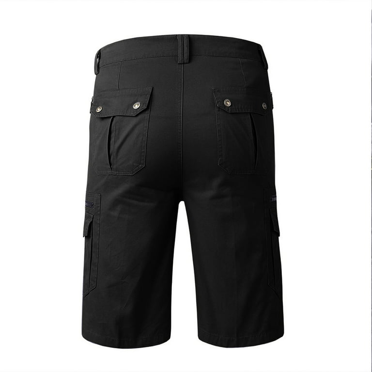 Men Cargo Pants Clearance,TIANEK Fashion Multi-Pocket Bermuda Shorts  Knee-Length Cool Loose-Fit Military Black Sweatpants Motorcycle Shorts for  Young