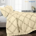 thumbnail image 2 of HNB Store 3pc Duvet Cover Set | 1000 TC Egyptian Cotton | Oversized Queen Size Duvet Cover with 2 Pillowcases | Ivory | Diamond Ruffle, 2 of 7