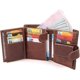 thumbnail image 2 of Coffee Cartera para hombre Carteras triples de cuero con bloqueo Rfid con bolsillo para monedas, compartimentos para billetes con cremallera, caja de regalo, 11 ranuras para tar, 2 of 5