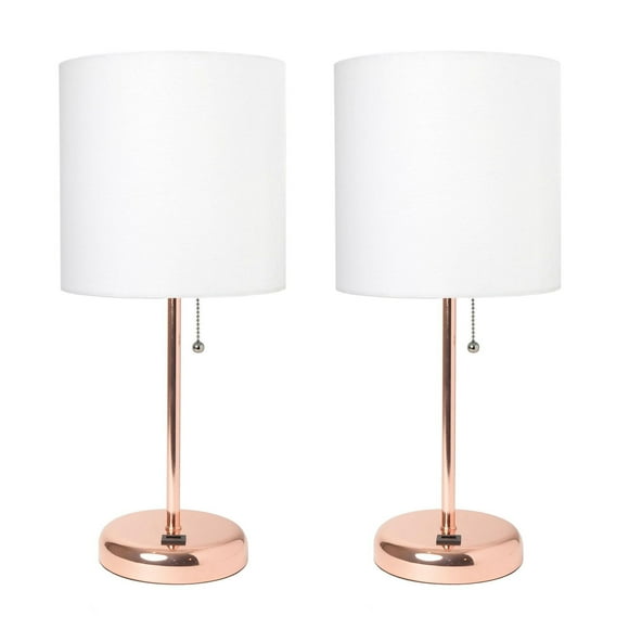 LimeLights Lampe bâton avec port de chargement USB et ensemble de 2 abat-jour en tissu