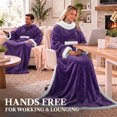 thumbnail image 4 of PAVILIA Wearable Blanket with Sleeves & Pocket for Women & Men, Purple, 4 of 8
