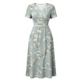 thumbnail image 5 of Floral Dress for Women Summer Casual Wrap V Neck Short Sleeve Sundress A-Line Beach Vacation Dresses 2026, 5 of 7