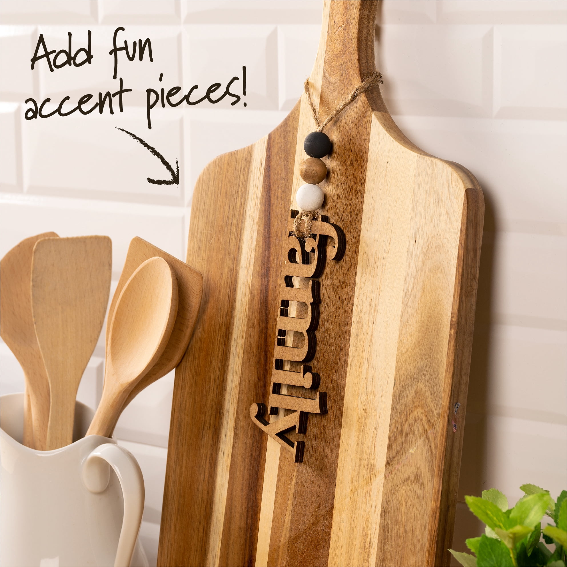 (3 pack) Plaid Wooden Word Surfaces, Family