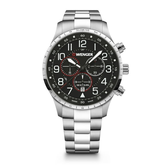 WENGER Swiss Army Men's 01.1543.120 Attitude Black Dial Chronograph Watch 44mm MSRP $365