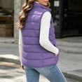 thumbnail image 5 of Mifsaly Puffer Vest Women Warm Sleeveless Quilted Jacket Stand Collar Zip Up Lightweight Fall Winter Travel Daily Layering Casual Outerwear with Pockets Purple,S, 5 of 6