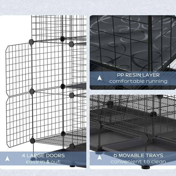 PawHut Rabbit Cage DIY Pet Playpen Small Animal Cage for Hedgehog Bunny Guinea Pig Chinchilla Ferret Kitten with Mallet Connectors and Cable Ties Walmart