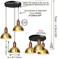 thumbnail image 3 of FSLiving No Drilling 3 Lights Gold Swag Pendant Light with 15ft Plug in UL Cord Island Chandelier Pendant Lighting Fixtures Hanging Ceiling Light for Kitchen Island Gallery Staircas Bar - 1 Set, 3 of 9