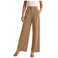 thumbnail image 1 of Women's Business Casual High Waist Wide Leg Trousers - Flowy Fabric, Button Closure, Functional Pockets, S-XXL, 1 of 4
