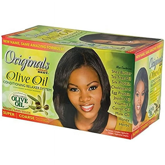 Originals by Africa's Best Olive Oil Hair Relaxer Kit, No lye Super / Coarse System, Conditions and Moisturizes For Healthier Looking, Softer, Silkier, Straighter Hair