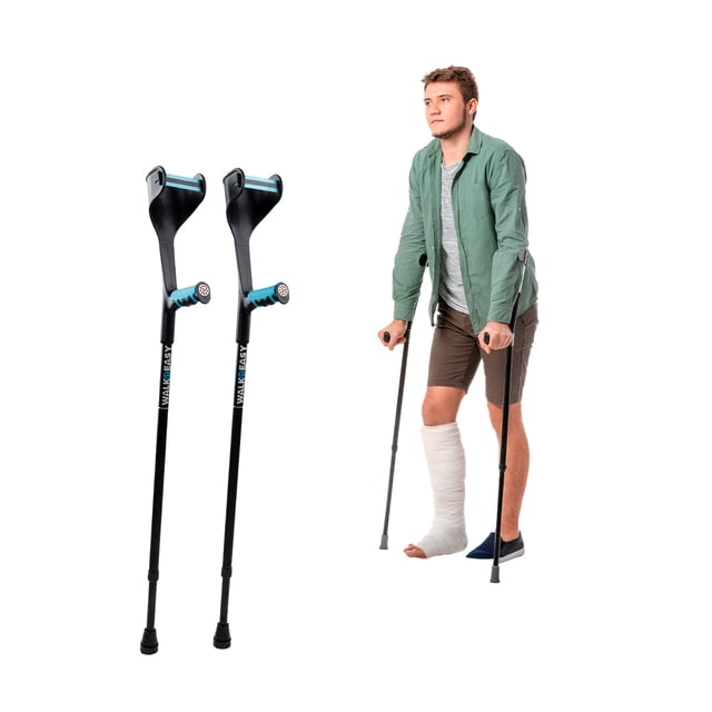 Muletas Ortopédicas Tipo Canadienses WALKITEASY con Alturas Ajustables para Adultos Soporte para Antebrazo Almohadillas Peso Máximo Soportado 130 kg