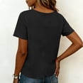 thumbnail image 4 of MaFYtyTPR Women Summer V-Neck Shirts Solid Color Cotton Linen Fashionable Button Loose Comfortable Tops A-Black M, 4 of 5