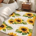 thumbnail image 4 of Summer Sunflower Washable Area Rug 3x5 Yellow Flower Leaf Old Newspaper Low-Profile Large Area Rugs with Non Slip Backing Indoor Floor Carpet for Entrance Living Room Bedroom Home Office, 4 of 9