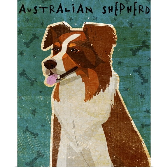 Great BIG Canvas | Rolled John W. Golden Poster Print entitled Australian Shepherd Red
