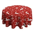 thumbnail image 4 of Red Christmas Reindeer and Snowflake Pattern Round Tablecloth 60"x60",Wrinkle Wipeable Table Cloth for Kitchen Dining Room Picnic Patio Party, 4 of 6