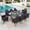 Navy Blue-83" x 39" Patio Table, variant on SUMMIT LIVING 7-Piece Wicker Outdoor Patio Dining Set with Navy Blue Cushions, Rattan Patio Chairs and Metal Table with Umbrella Hole for 6 People, Black & Brown