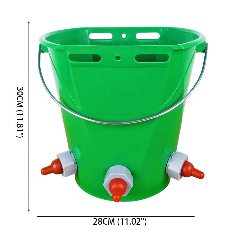 Feed Bucket, 8L Large Capacity Livestock Milk Goat Feeder with Nipple, Green Sheep Feeder & Baby Bottle Bucket for Calves, Lambs, and Kids, 5 Mouth