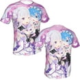thumbnail image 4 of Anime Re Zero Rem and Ram Shirt Short Sleeve Cosplay T-Shirts Crew Neck 3D Printed Top, 4 of 5