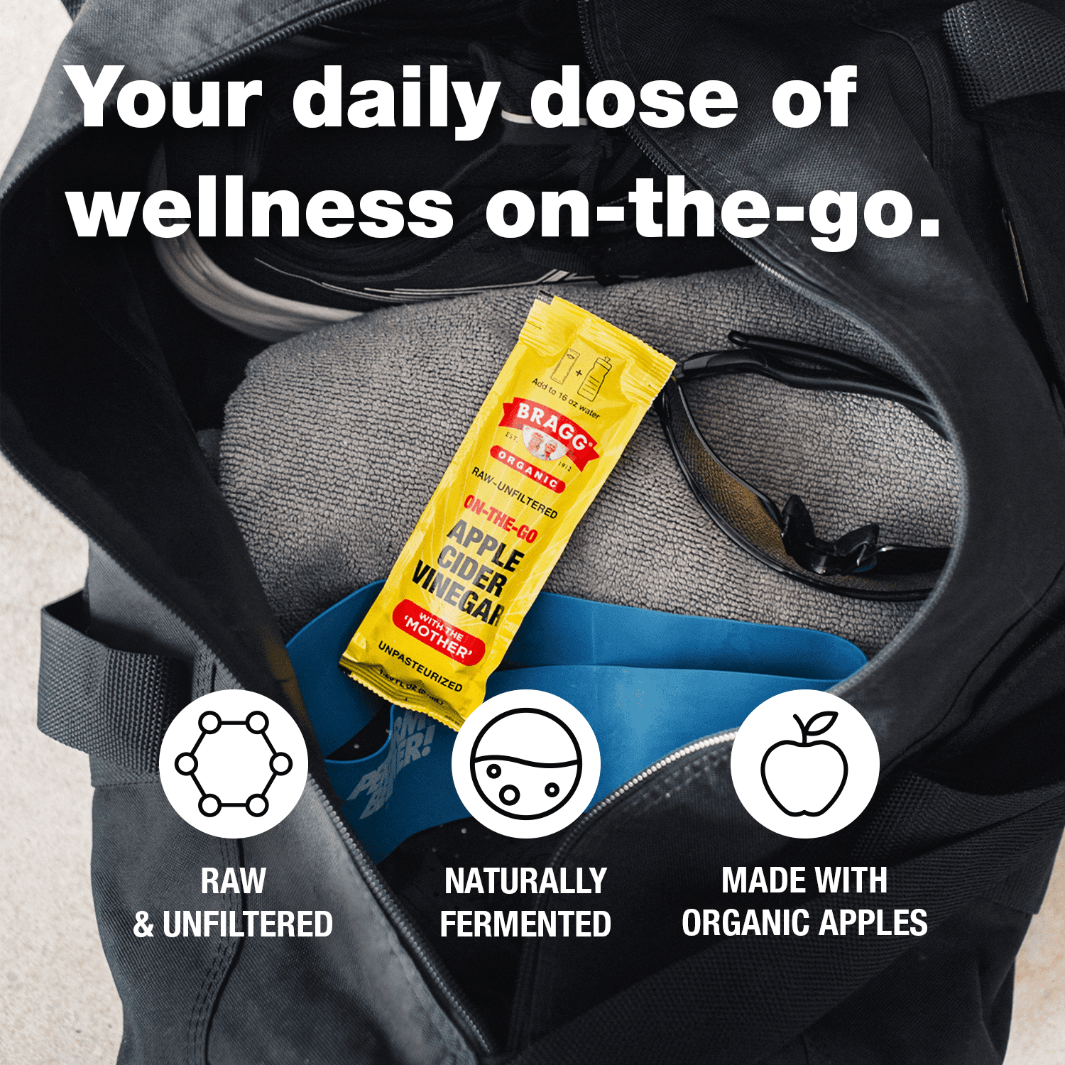 (6 pack) Bragg On-the-Go Organic Apple Cider Vinegar Pouches, 1.25 fl oz, 6 Count