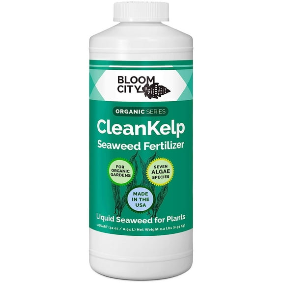 Organic Liquid Seaweed and Kelp Fertilizer Supplement, Quart (32 oz) Concentrated Makes 180 Gallons