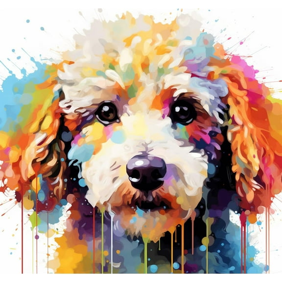 Colorful Cute Dog Poodle DIY 5D Diamond Art Painting by Number Kits for Adults Paint with Full Drill Round Diamond Gems Painting Art Craft for Home Wall Decor 13.8x13.8in(1)