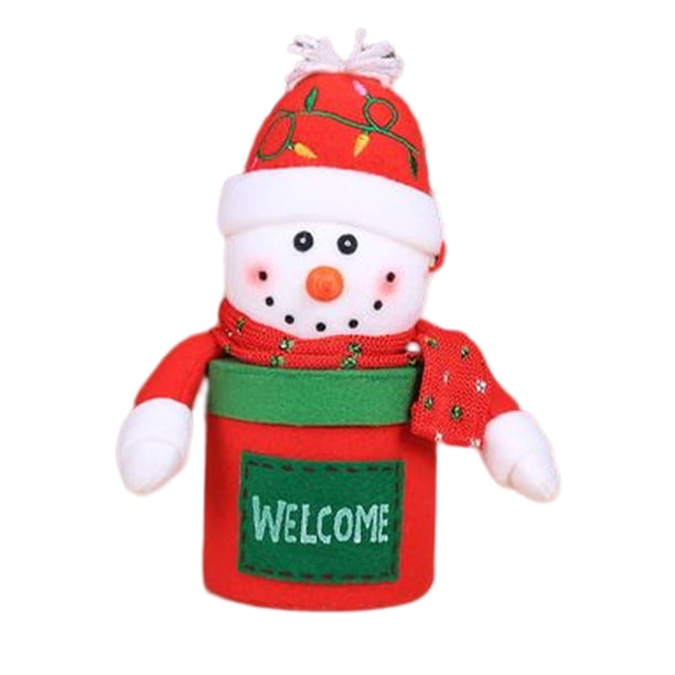Bolsa de regalo, soporte para regalo, tarro de caramelo, forro polar multiusos, colgante de Navidad, accesorios para festivales, saco de Kits de decoración para fiestas Forma de muñeco de nieve Bearachild HA069770-03
